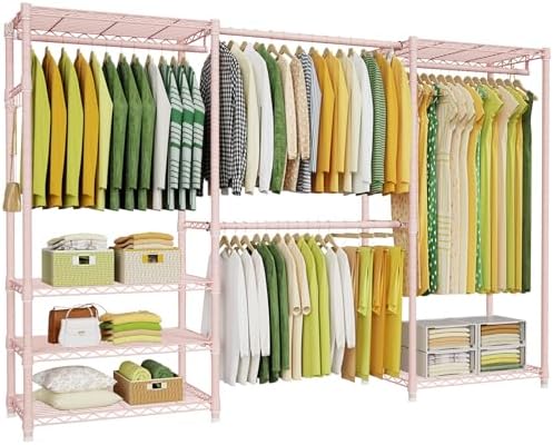Ulif E1 Heavy Duty Closet Garment Rack, 6 Tiers Expandable Clothing Storage by Ulif