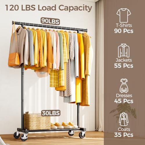 Clothes Rack, Rolling Clothing Rack - Image 6