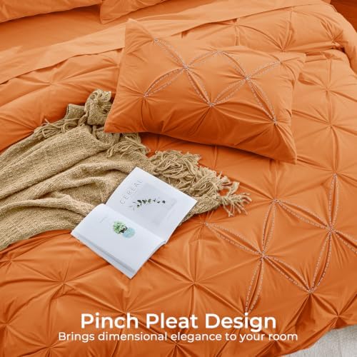 Sasttie Queen Comforter Set, 7-Piece Bed in a Bag, Pintuck Bedding Sets - Image 4