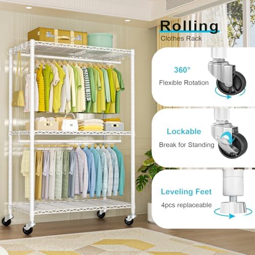 Rolling Clothes Rack, Clothing Racks - Image 4
