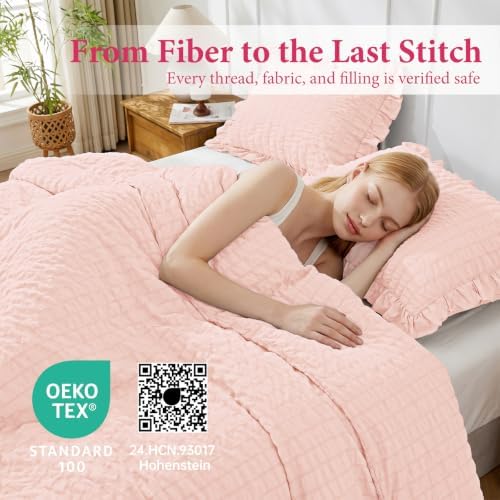 JOLLYVOGUE Blush Pink Queen Comforter Set - Image 4
