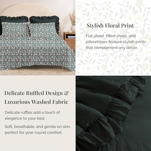 BLOOMHAVEN Oversized Queen Comforter Set-7 Pieces Ruffle Bedding - Image 4