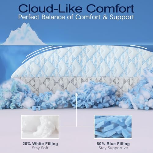 Cooling Shredded Memory Foam Pillows: Adjustable Queen Size Set of 2 - Image 7