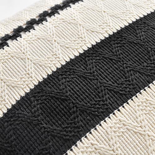 Fancy Homi Set of 1 Boho Black Long Lumbar Decorative Throw Pillow Cover 16x24 - Image 4