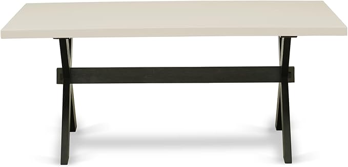 East West Furniture X627MZ650-7 7 Piece Dining Table Set Consist of a Rectangle Kitchen Table with X-Legs and 6 Dark Gotham Grey Linen Fabric Upholstered Chairs, 40x72 Inch, Multi-Color