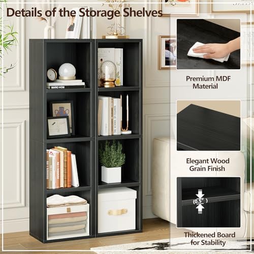 Zenira 4 Tier Bookshelf, 4 Cube Storage Organizer, Narrow Bookcase - Image 6
