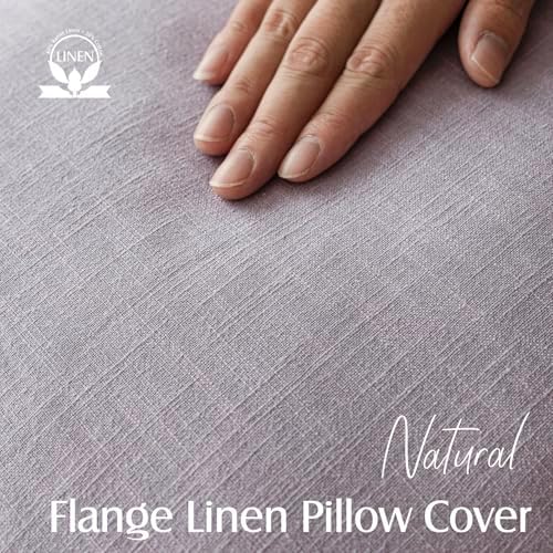 Foindtower Linen Solid Decorative Throw Pillow Covers 22x22 Light Purple - Image 2