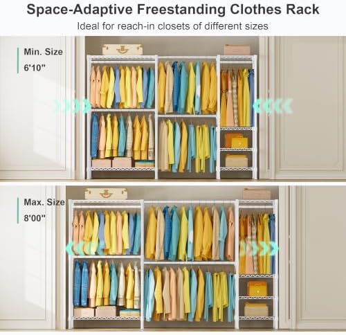SEMHOR E01 Expandable Heavy Duty Clothes Rack, Free Standing Closet System - Image 2