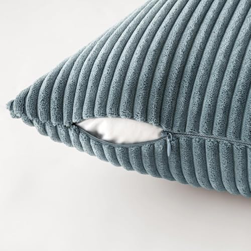 MIULEE Soft Corduroy Decorative Throw Pillow Covers Blue Navy Series 22x22 - Image 3