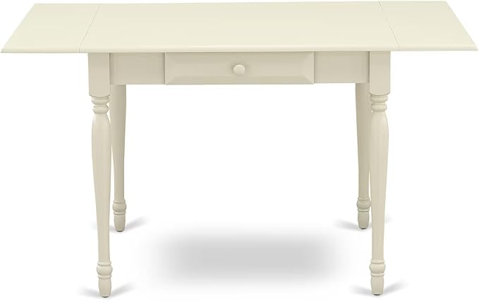 East West Furniture MZAV5-LWH-W 5 Piece Dinette Set for 4 Includes a Rectangle Dining Room Table with Dropleaf and 4 Dining Chairs, 36x54 Inch, Linen White