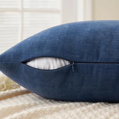 MIULEE Navy Blue Chenille Couch Lumbar Throw Pillow Covers - Image 5