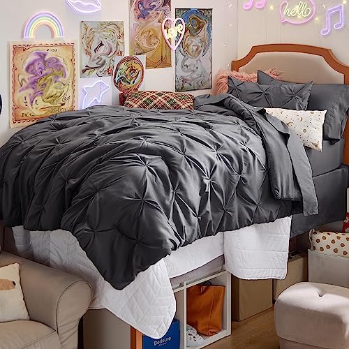 Bedsure Twin XL Comforter Set & Sheet Set, 5-Piece Dark Grey Bed in a Bag by BEDSURE