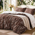 Love's cabin Floral Comforter Set Cute Bedding Twin Reversible Chocolate by Lovescabin