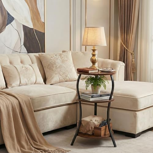 YEAKOO Vintage Small Round Side Table, 3-Tier End Table - Image 2
