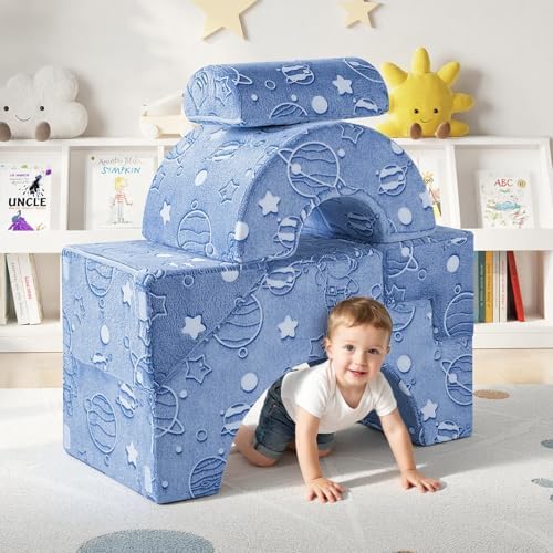 MeMoreCool Space Kids Couch, Glow in Dark Foam Climbing Sofa - Image 2