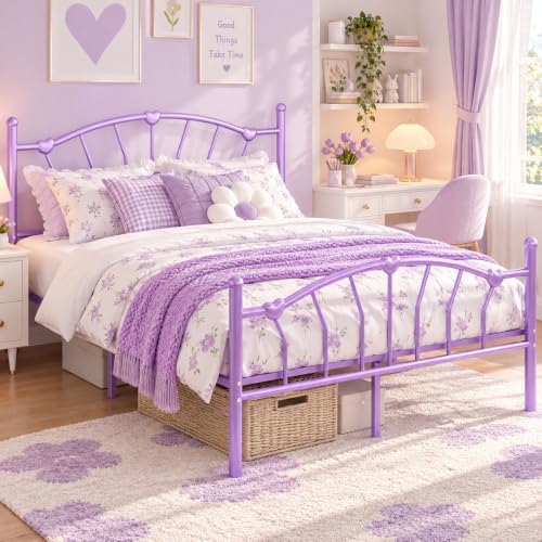 IMMERSTABLE Full Metal Bed Frame, Heart-Shaped Platform Bed by IMMERSTABLE