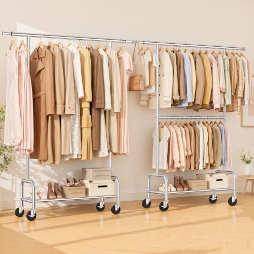 Clothes Rack Heavy Duty, 550 LBS Rolling Clothing Rack - Image 2