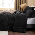 ChiXpace Fleece Twin Size Comforter Set Black, Fluffy Bed Set 2 Pieces by ChiXpace