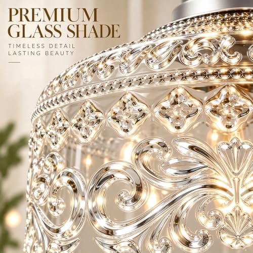 Brushed Nickel Semi Flush Mount Ceiling Light, Antique Ceiling Light - Image 5