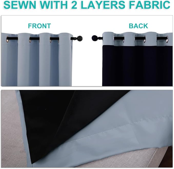 NICETOWN 100% Blackout Curtains 45 inches Long, 1 Pair, 42 inches Width Each - Image 5