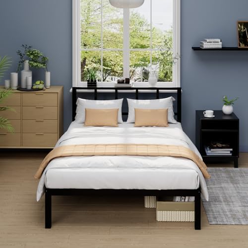 Bamboo Bed Frame with Headframe 12-Inch Solid Platform Bed with Wooden Slats - Image 3