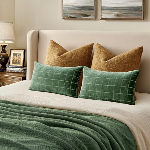 MIULEE Christmas Moss Green Plaid Decorative Lumbar Pillow Covers - Image 5