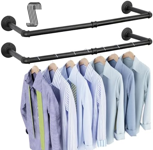 OROPY 38.4" Industrial Pipe Clothes Rack Wall Mounted, Heavy Duty, 2 Pack by OROPY