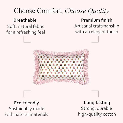 CPC Rosette Block Print Ruffle Sham Pillow Cover 12x20 Inch - Image 5