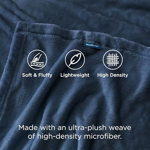 Bedsure GentleSoft Fleece Bed Blankets Full Size Blue - Image 3