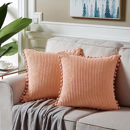 Fancy Homi Pack of 2 Peach Decorative Throw Pillow Covers 18x18 Inch - Image 6
