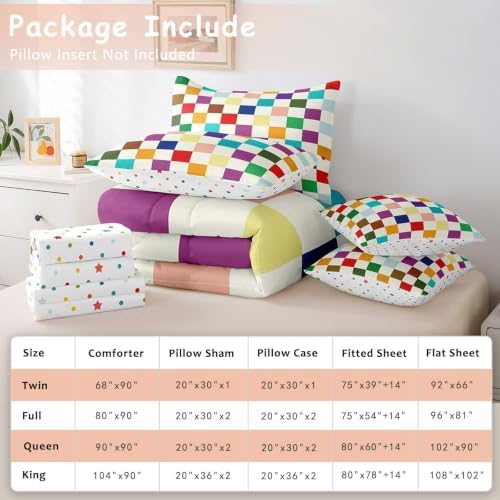 Feelyou Colorful Checkered Retro 7 Piece Bedding Set Kids Boys Girls Modern - Image 6