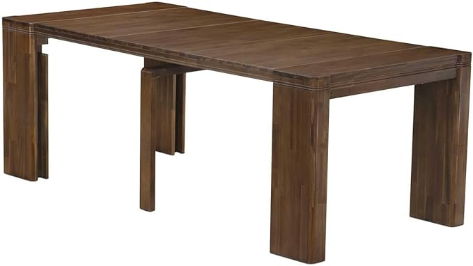 X07FO-BC8-18 - 10 Pieces Modern Dining Set contains an Extendable Rectangle Kitchen Table, 1 Coffee Table, 7 Dining Chairs and 1 Modern Bench, 39x120 Inch, Antique Walnut