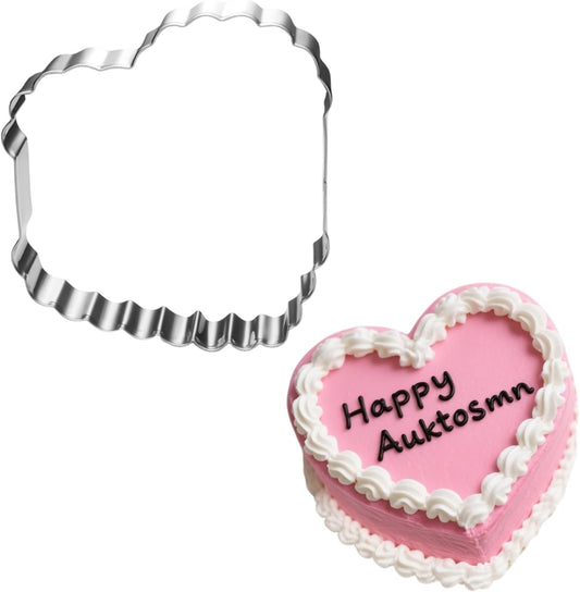 Vintage Heart Cake Cookie Cutter - 3.7 Inch - Stainless Steel - Dishwasher Safe - Perfect for Baby Shower, Birthday, Wedding, and Holiday Cookies