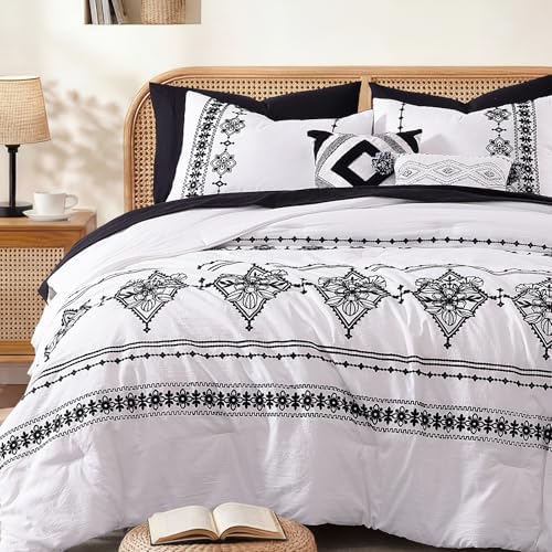 MaiRêve Full Size Comforter Set Embroidery Floral 7 Pieces Bed in a Bag - Image 5