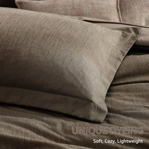 Monbix Full Size Comforter Set 7 Pieces Taupe Grey Bed in a Bag - Image 6