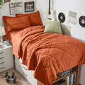 HEVUMYI 5-Piece Twin Comforter Set, Burnt Orange Bed in a Bag by HEVUMYI