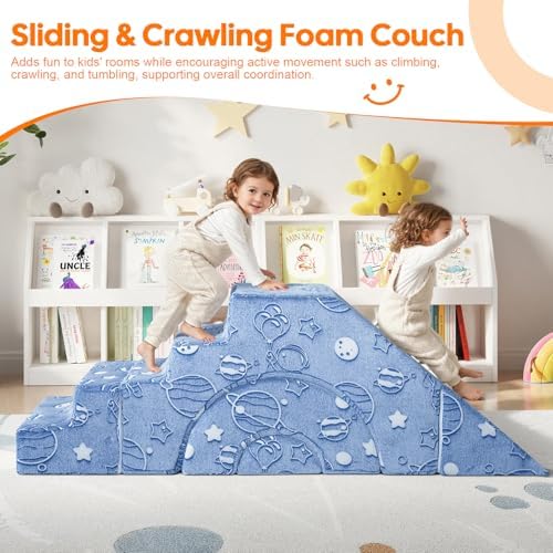 MeMoreCool Space Kids Couch, Glow in Dark Foam Climbing Sofa - Image 6