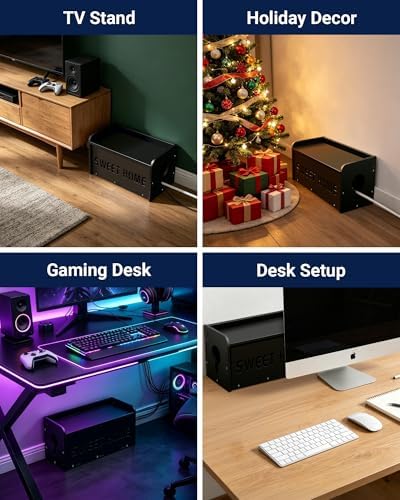 Large Cable Management Organizer Box, Imitation Wood Plastic Cord Organizer - Image 6