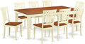 East West Furniture QUAV9-WHI-W 9 Piece Modern Dining Table Set Includes a Rectangle Wooden Table with Butterfly Leaf and 8 Dining Room Chairs, 40x78 Inch, Buttermilk & Cherry