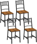HOOBRO Kitchen Chairs Set of 4, Wooden Dining Room Chairs with Metal Frame, Dining Chair with Back, Easy to Assemble, Farmhouse Dining Chair for Living Room, Rustic Brown and Black BF39CDP401