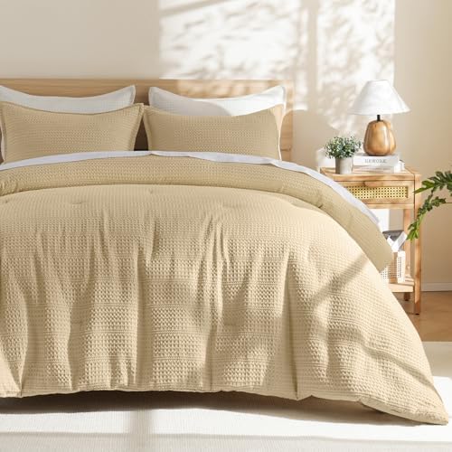 PHF Soft Waffle Comforter Set King Size- Comfy Breathable Waffle Weave Comforter by PHF