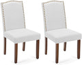 Kitchen Chairs Set of 2 Modern Upholstered Fabric Seat with Nailhead Trim and Ergonomic Lumbar Support for Living Room and Rustic Farmhouse Dining Area, Grey