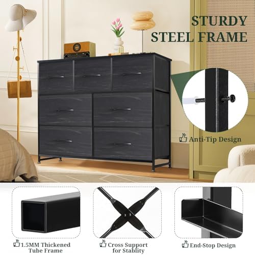 7-Drawer Dresser for Bedroom, Anti-Tip Wide Storage Organizer Fabric - Image 4