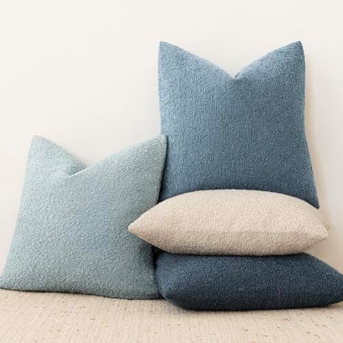 Foindtower Decorative Textured Boucle Throw Pillow Covers 18x18 Misty Blue - Image 6