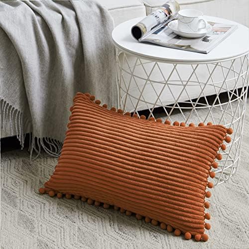 Fancy Homi 2 Pack Rust Lumbar Decorative Throw Pillow Covers 12x24 Inch - Image 2