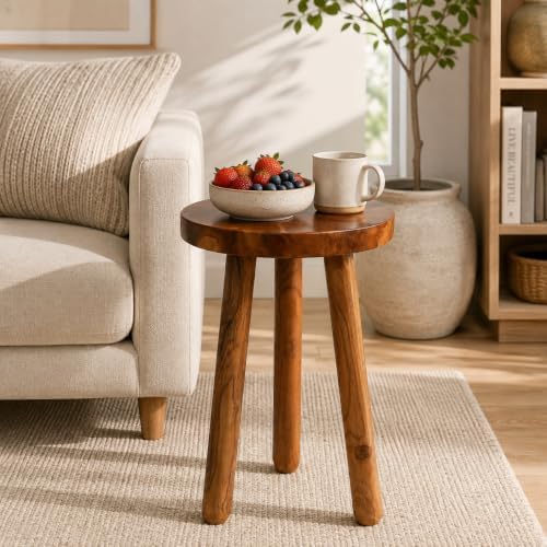 Teak Wood Plant Stand, Wood Accent Table - Image 7