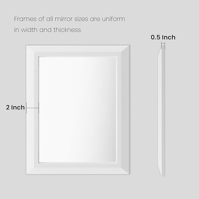 Amorho Bathroom Mirror, 72 X32 Inch White Thick Metal Framed Wall Mirrors for Over 2 Sinks, Bedroom, Living Room, Entryway, Large Rectangle Wall-Mounted Mirrors.