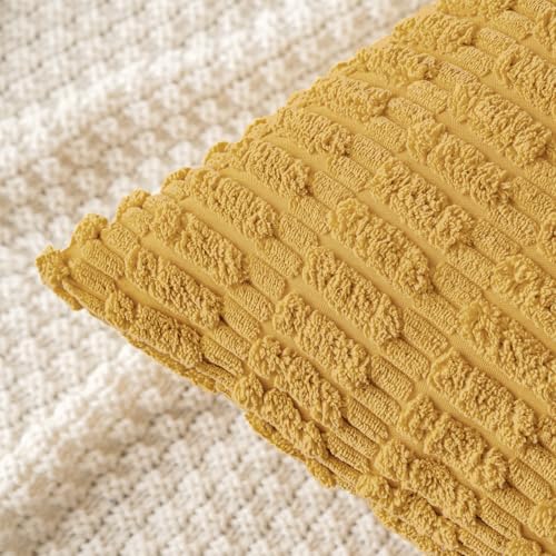 MIULEE Corduroy Decorative Throw Pillow Covers 18x18 Yellow Pack of 2 - Image 2