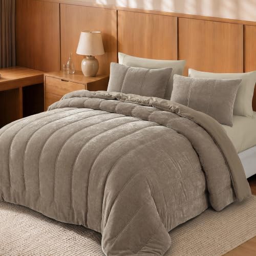 Chenille Full Size Comforter Sets-Cozy Warm Velvet Bedding Set by BLOOMHAVEN