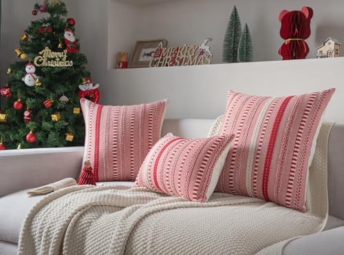 Cethom Christmas Pillow Covers 22x22 Inch Set of 2, Farmhouse Boho Christmas - Image 5